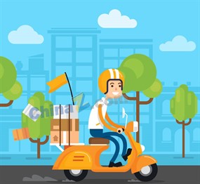 创意男子快递员矢量素材